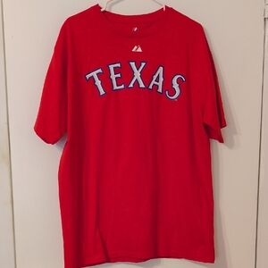 Men's Majestic Red Texas Tee, Guerrero 27, Size L